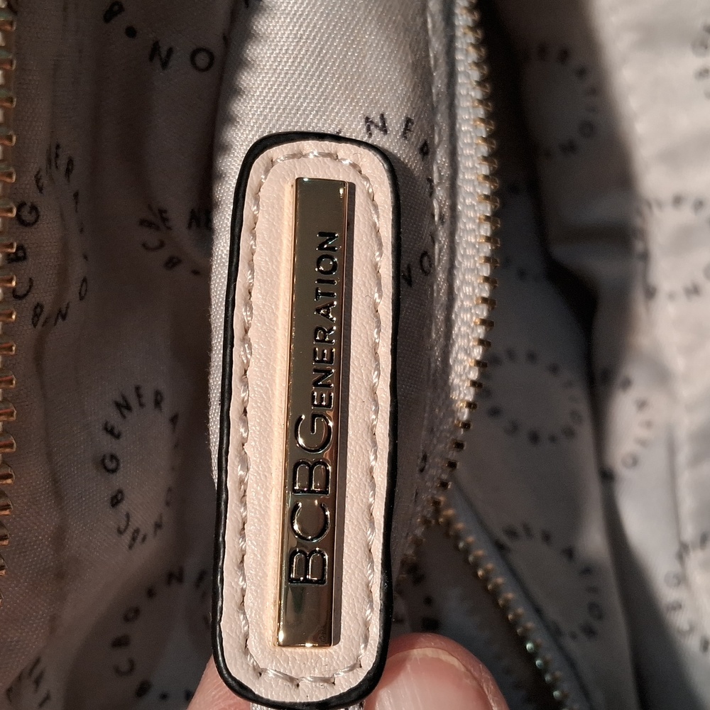 BCBGeneration women's three zipper compartment cream color purse - Picture 6 of 12